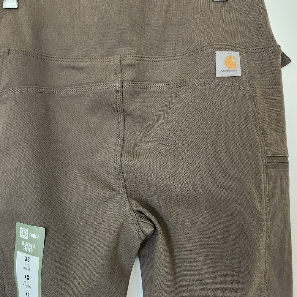 NEW Carhartt Womens Force Fitted Ankle Leggings XS Olive Utility Pockets - Picture 6 of 12